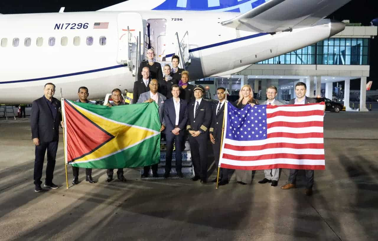 United Airlines lands at Guyana