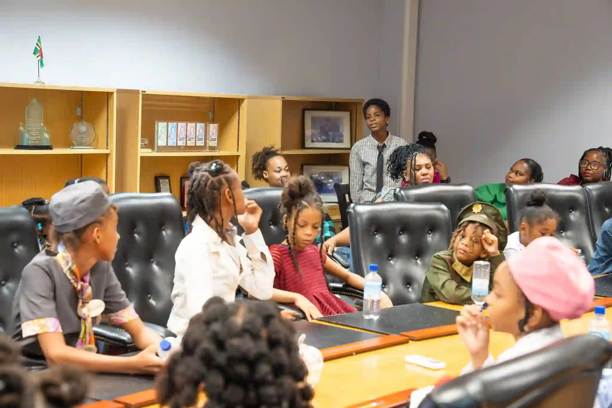 PM Roosevelt Skerrit meets students from Baroness Patricia Scotland Primary School