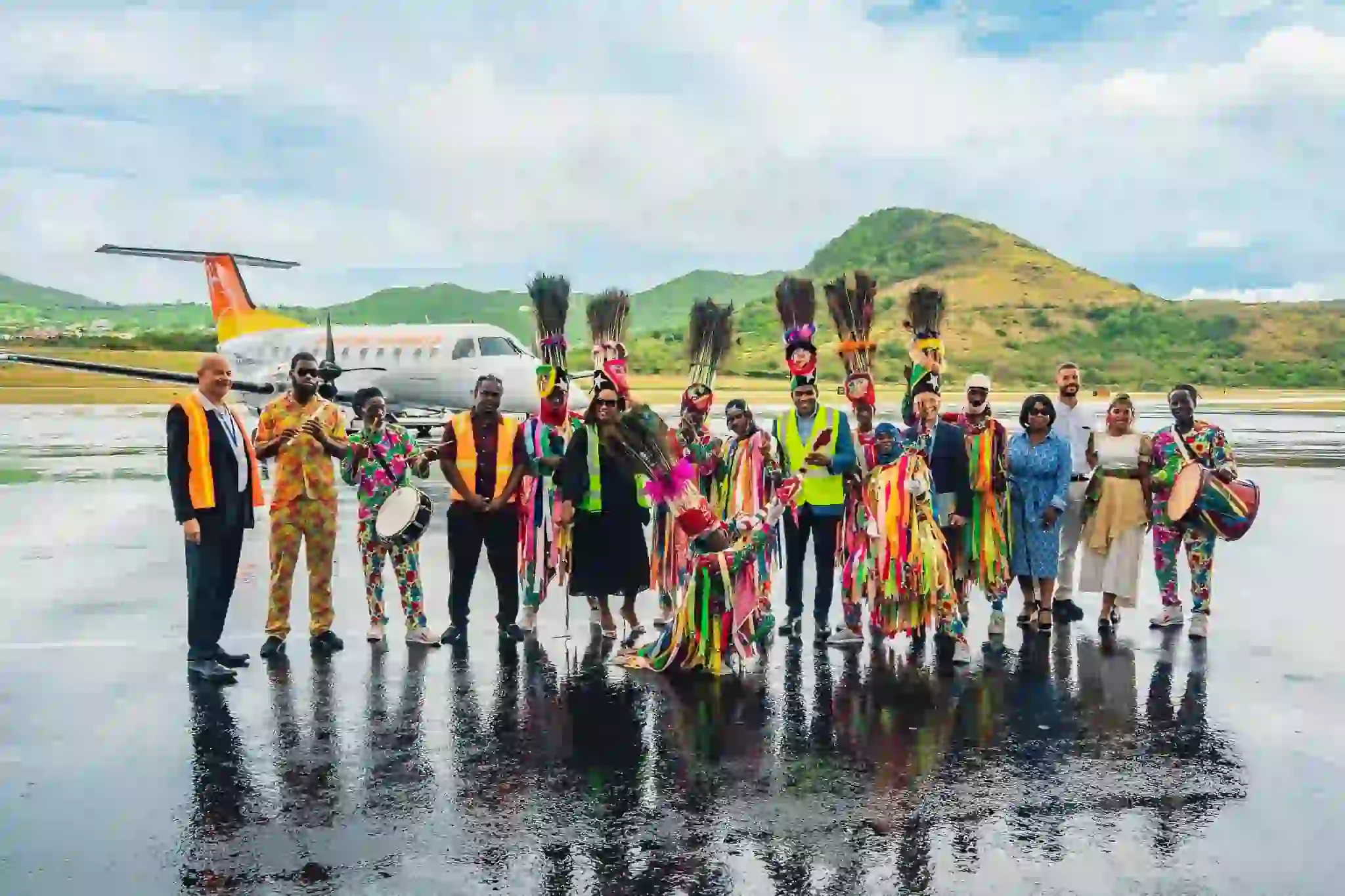 PM Terrance Drew at welcome ceremony of flight