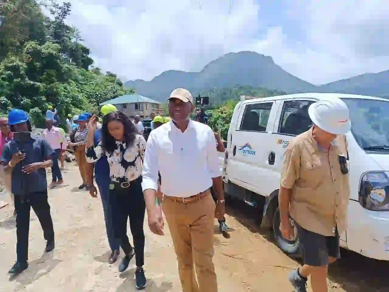 PM Skerrit at construction site of Cable Car