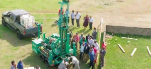 Government officials inspecting the site