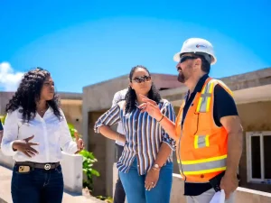 Minister Melissa Skerrit at Scott’s Head housing development site. pic credits: Melissa Skerrit's Facebook page