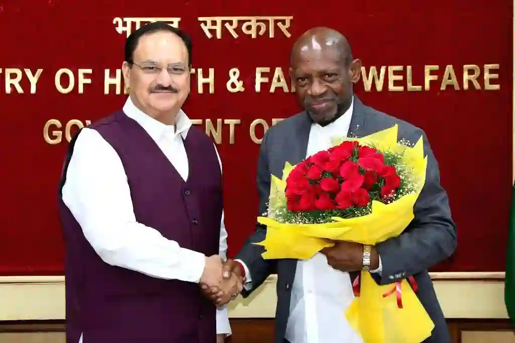 Minister Douglas with Union Minister of India- JP Nadda